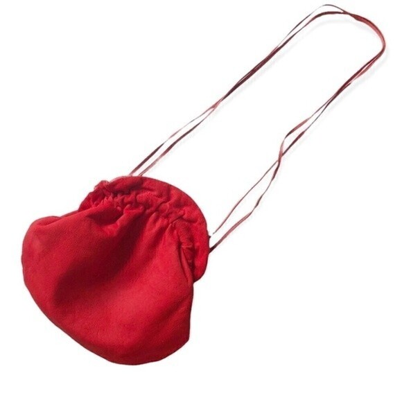 Vtg Gail Marcus NY Slouchy Bag Purse Red Suede Pouch Bag Clutch Crossbody - Picture 4 of 15
